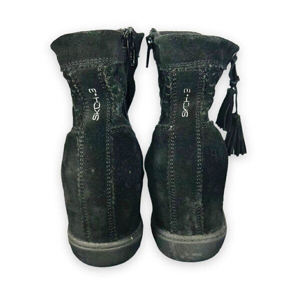 Skechers SKCH+3 Suede Hidden Wedge Boot Sneakers Black Women's 11 - Picture 5 of 11